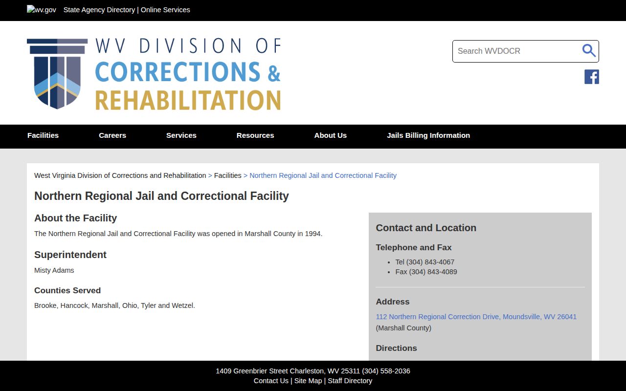 Northern Regional Jail facility serving Hancock County released inmates