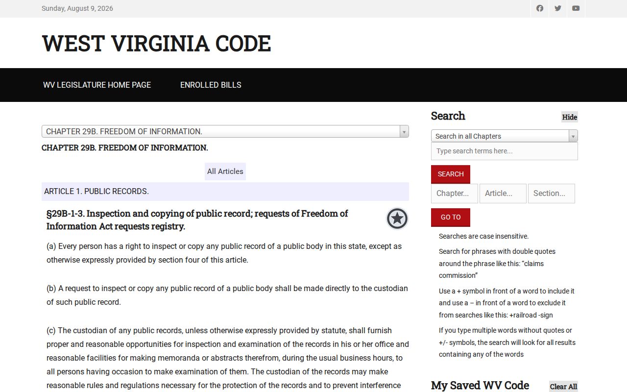 West Virginia records response law for Hancock County released inmate mugshot requests